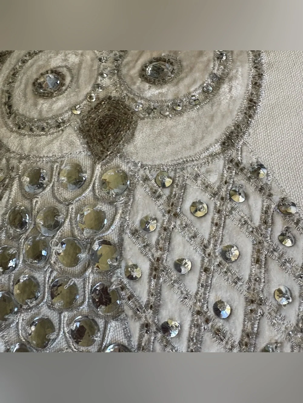 Pier 1 Sequined Owl Throw Pillow Embroidered Jeweled 14x14